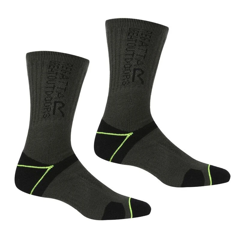 Regatta Calcetines Blister Protection II Para Hombre Pack De 2 Negro, Lima Eléctrico 1 Regatta Calcetines Blister Protection II Para Hombre Pack De 2 Negro, Lima Eléctrico
