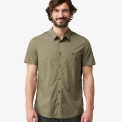 CAMISA DE TREKKING VIAJE TRAVEL 100 MANGAS CORTAS MARRÓN HOMBRE -Ropa Montañismo Tienda camisa de trekking viaje travel 100 mangas cortas marron hombre 2