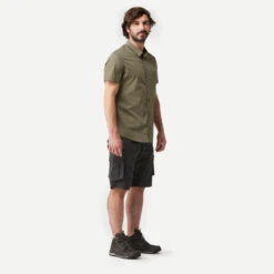 CAMISA DE TREKKING VIAJE TRAVEL 100 MANGAS CORTAS MARRÓN HOMBRE -Ropa Montañismo Tienda camisa de trekking viaje travel 100 mangas cortas marron hombre 3