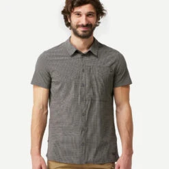 CAMISA DE TREKKING VIAJE TRAVEL 500 STRETCH MANGAS CORTAS GRIS HOMBRE -Ropa Montañismo Tienda camisa de trekking viaje travel 500 stretch mangas cortas gris hombre 2