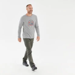 Quechua Camiseta NH100 ML Hombre - Gris Claro 8 Quechua Camiseta NH100 ML Hombre - Gris Claro -Ropa Montañismo Tienda camiseta nh100 ml hombre gris claro 3