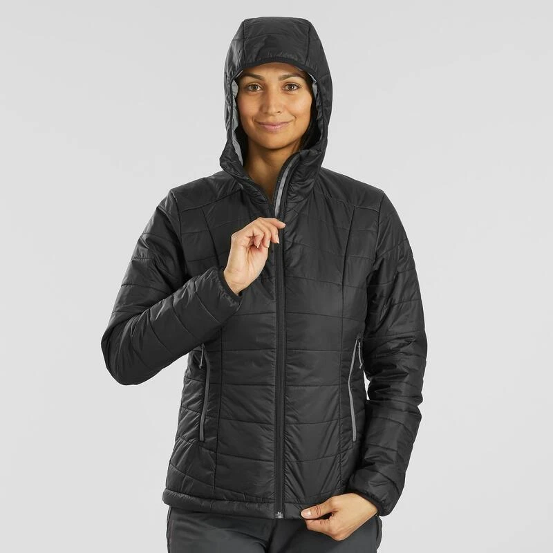 Chaqueta Acolchada Montaña Y Trekking Con Capucha Mujer Forclaz MT100 Negro 1 Chaqueta Acolchada Montaña Y Trekking Con Capucha Mujer Forclaz MT100 Negro