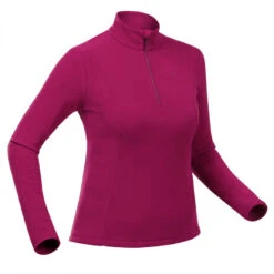 Forro Polar De Montaña Y Trekking 1/2 Cremallera Mujer Quechua MH100 Granate -Ropa Montañismo Tienda forro polar de montaa y trekking 12 cremallera mujer quechua mh100 granate 4